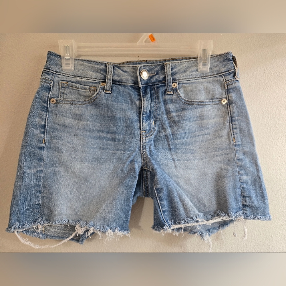 American Eagle Super Stretch X Midi Denim Shorts